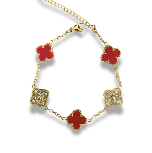 Bracelet trefle rouge 