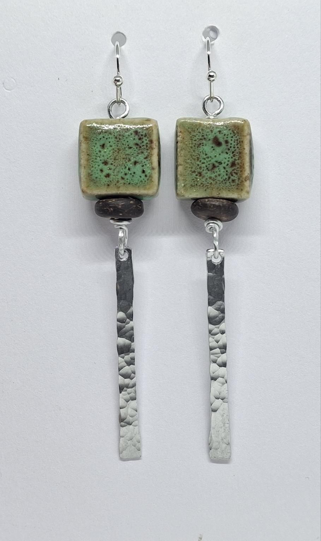 Green Speckle Dangle Earring