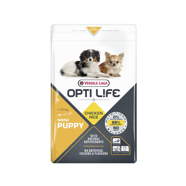 Croquettes Opti Life chiot mini sans gluten : Poulet (-10 kg)