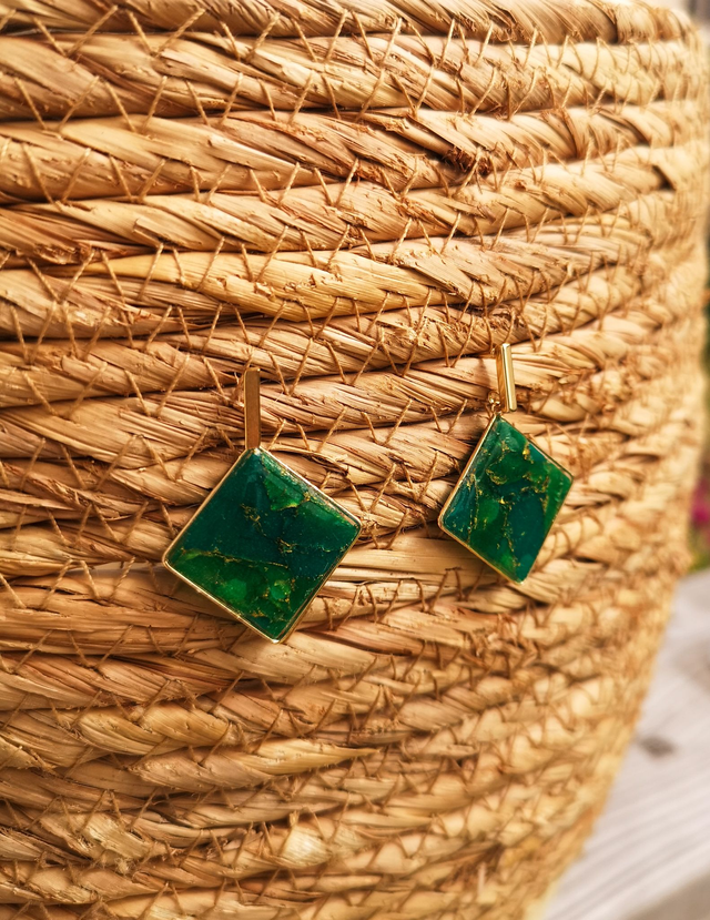 Collection Marbre Emeraude - Boucles d'oreilles Vicky 