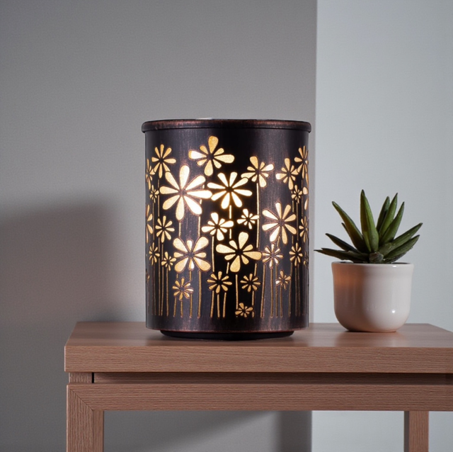 Copper/Black Metal Flower Electric Wax Warmer