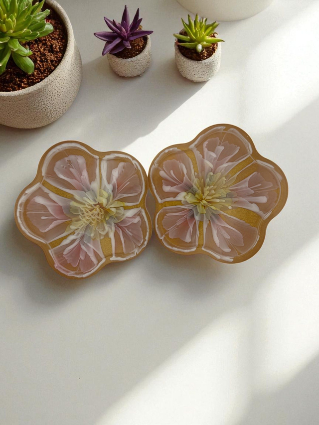 Flower-Shaped Resin Coaster with 3D Bloom Design