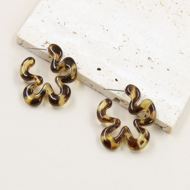 Boucles d’oreilles forme fleur léopard