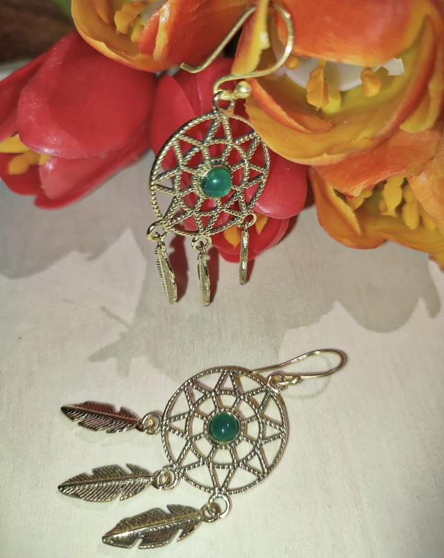 Boucles d’oreilles bronze et aventurine