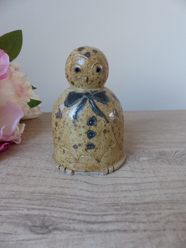 Chouette Vintage en Grès Pyrité – Sculpture Artisanale Céramique Zoomorphe pour Décoration Authentique et Chaleureuse, Collection ou Cadeau