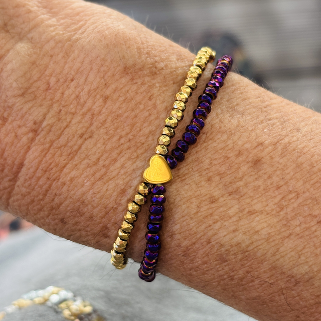 Bracelet Duo Cœur violet et doré 