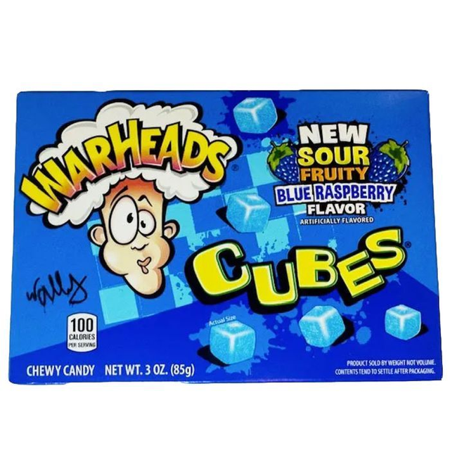 Warheads Blue Raspberry Cubes Theatre Box 85g