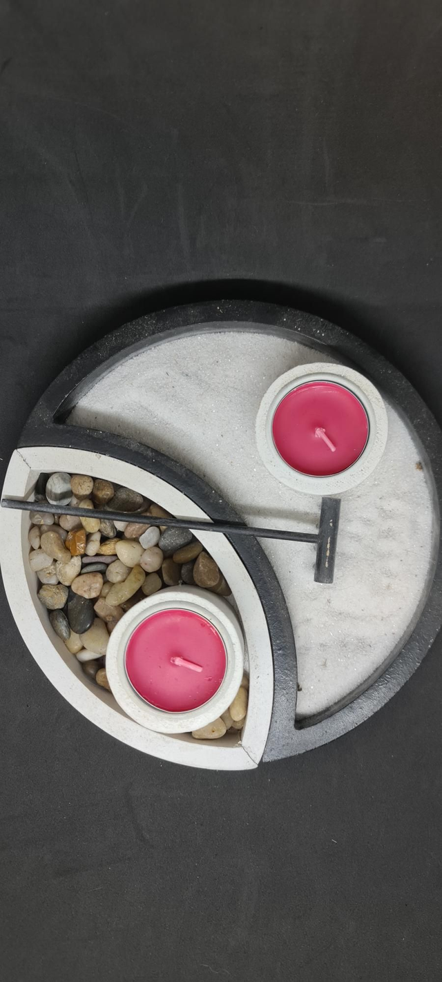 Socle zen bougie yin et yang