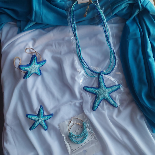 Pack collar, pulsera y anillo estrella