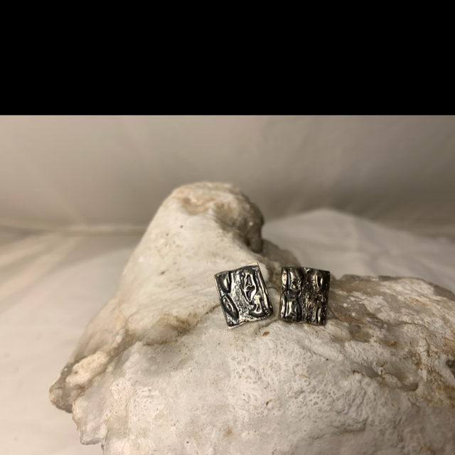 Ohrstecker 1Paar aus recyceltem Silber mit aufgeschweißten Fragmente 