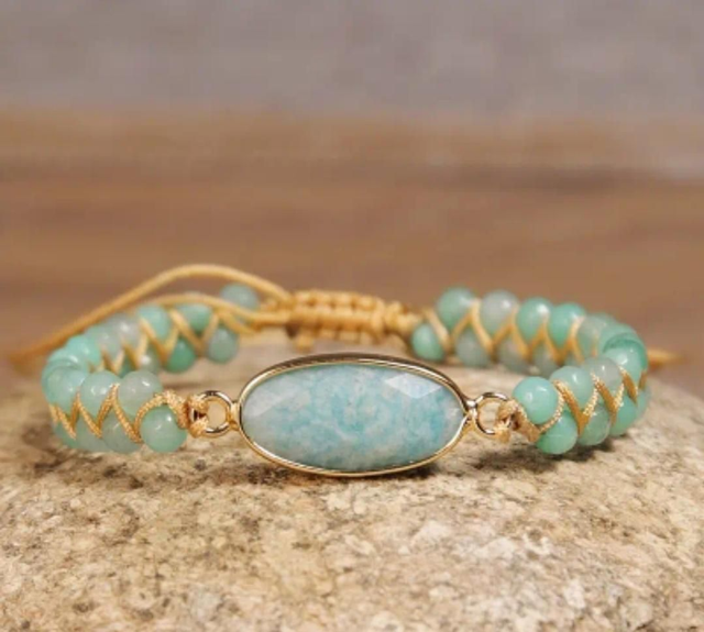 Bracelet en Amazonite - ajustable 