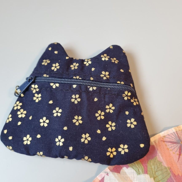 Porte-monnaie/cartes Chat "Sakura" bleu marine