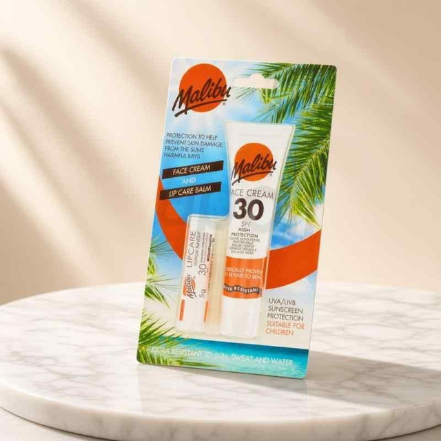 Malibu SPF 30 Lip Care Balm & SPF 50 Face Cream 2pcs Set | Sun Care