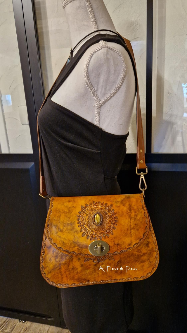 Sac 100% cuir pierre oeil de tigre
