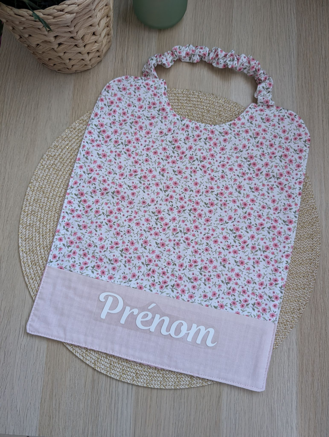 Serviette de cantine enfant fleurie rose