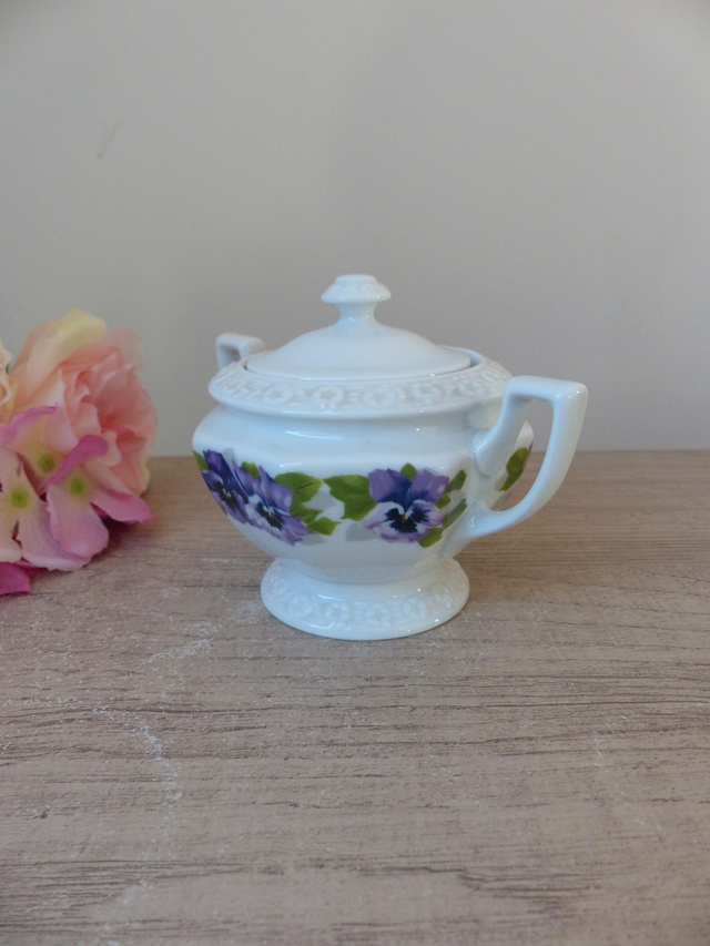 Sucrier en Porcelaine Rosenthal – Collection Classic Rose – Décor Pensées – Vintage – Allemagne