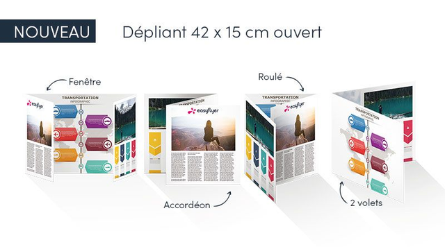Dépliants 3 plis 8 faces  15x42cm - 135gr