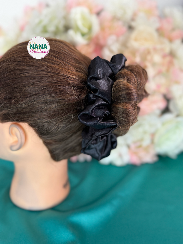 Chouchou Satin - Ébène – Fait main