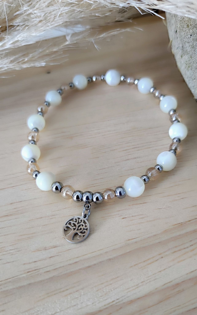 Bracelet "Mère des Perles" Nacre et Aqua Aura