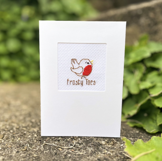 Cross Stich Frosty Toes Greeting Card 