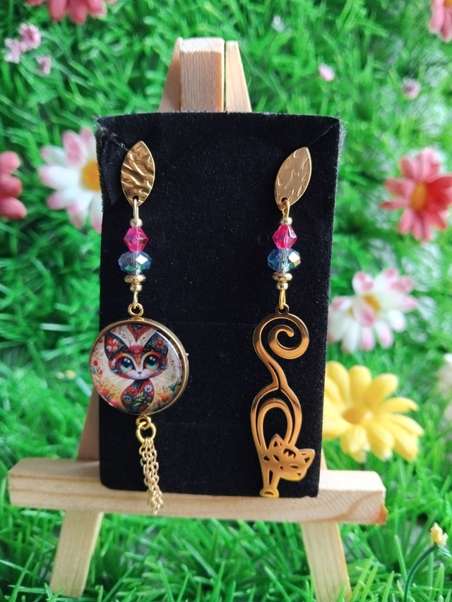 boucles d'oreilles chat 