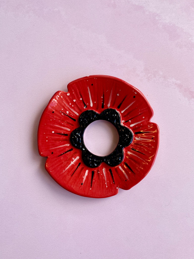 Coupelle de bouturage coquelicot en céramique