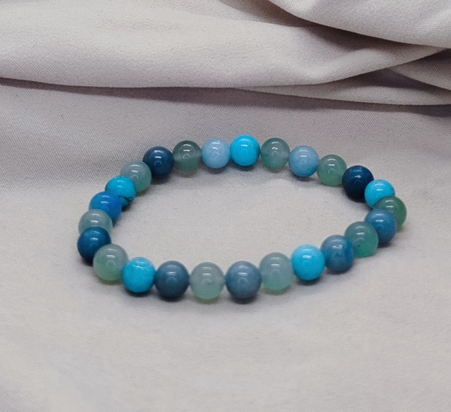 Bracelet homme 18 cm, en pierres naturelles (turquoise, aventurine bleue et verte)