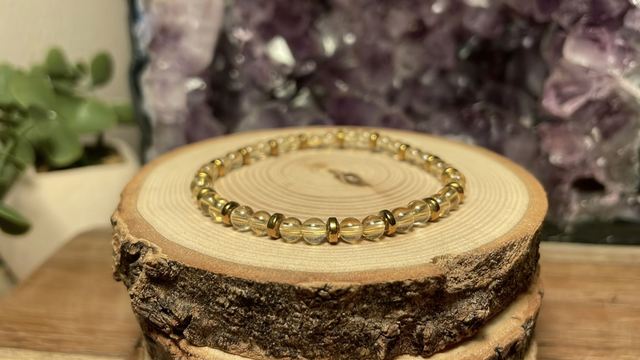 Bracelet CITRINE VERITABLE 4mm (Avec Hématites)