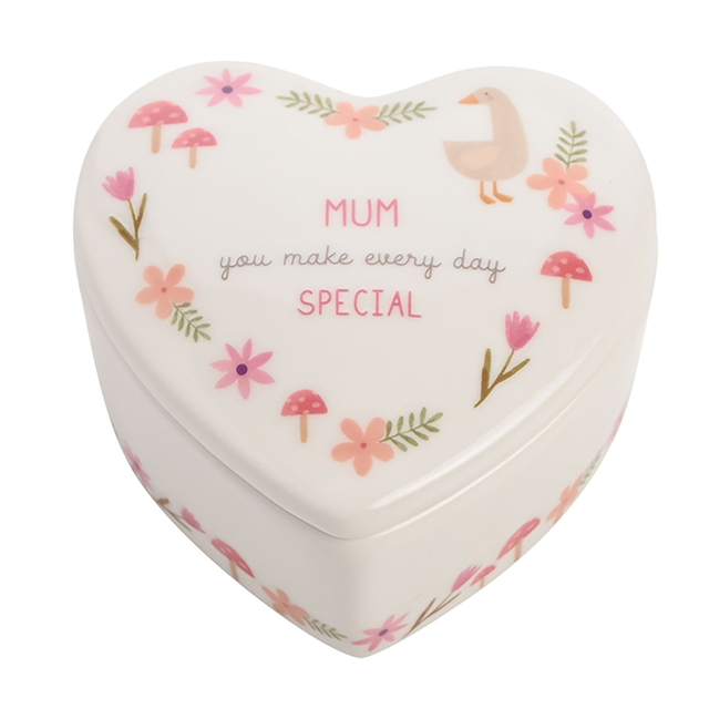 Mum Heart-Shaped Ceramic Trinket Box – “You Make Every Day Special”