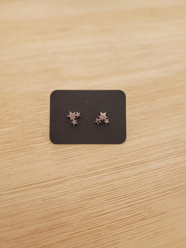 Stainless Steel 3 mini cluster star stud earrings - SL-004