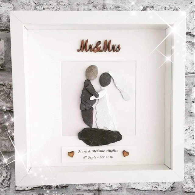 Mr &amp; Mrs personalised pebble wedding picture | Mrs &amp; Mrs | Mr &amp; Mr