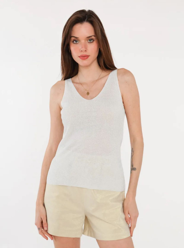 Débardeur en maille fine - blanc 