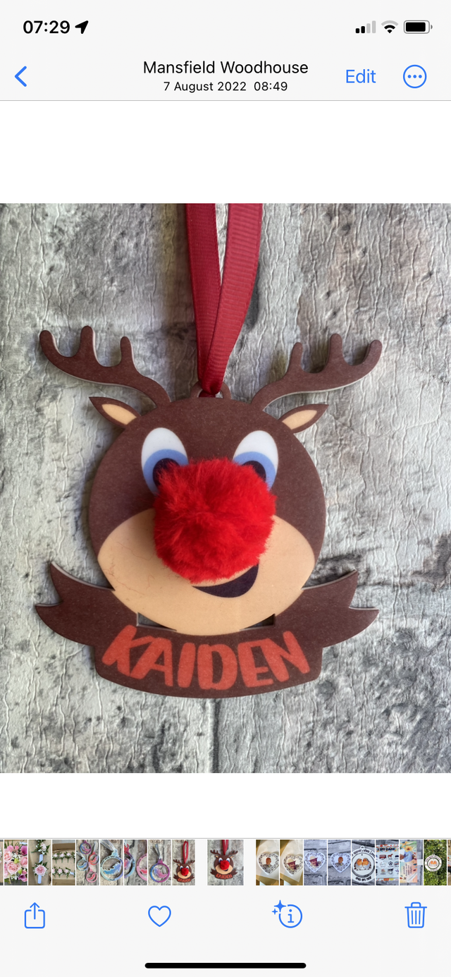 Personalised fluffy nose reindeer hanger