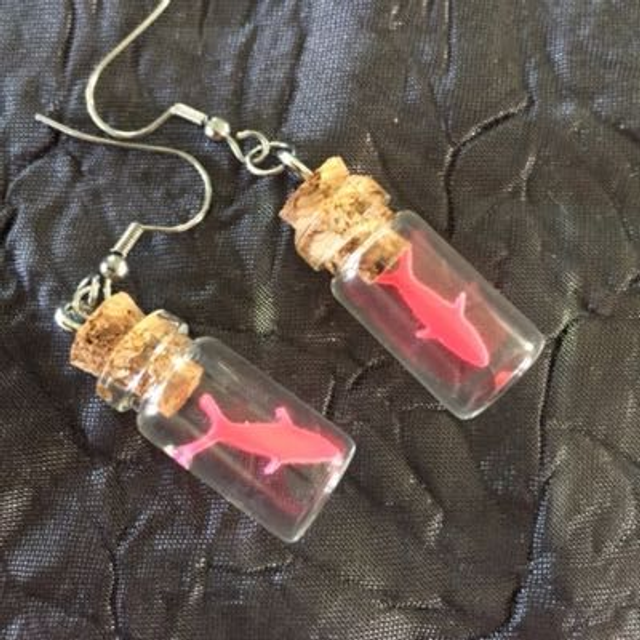 Boucle D Oreilles « Fiole » Thème Poisson