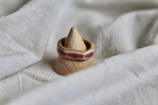 Bague octogonale rose