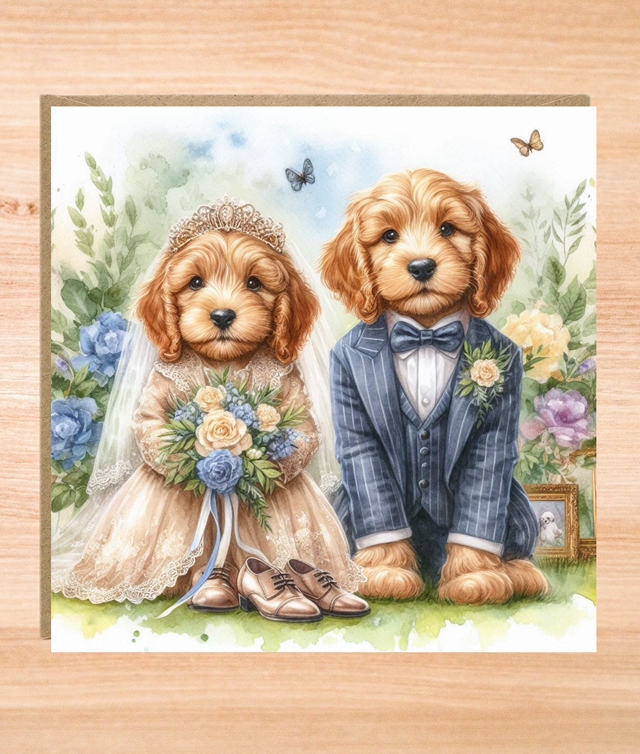 Cockapoo Dogs Wedding Day Card
