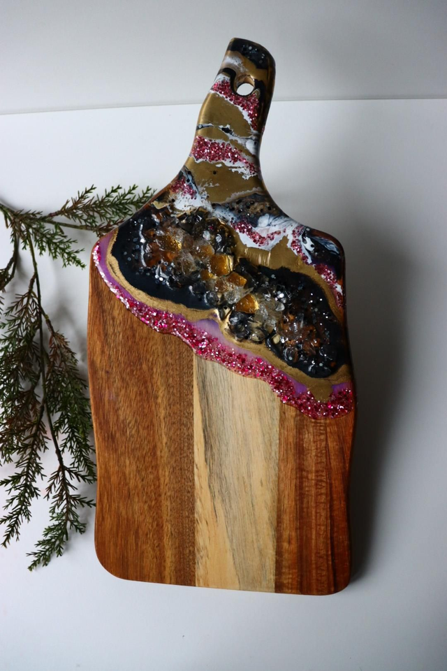 Pink Sparkle Acacia Chopping Board