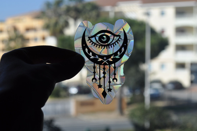 ✨ Sun Catcher Statique Œil Protecteur &amp; Lune – Capteur de Lumière Mystique Fait Main