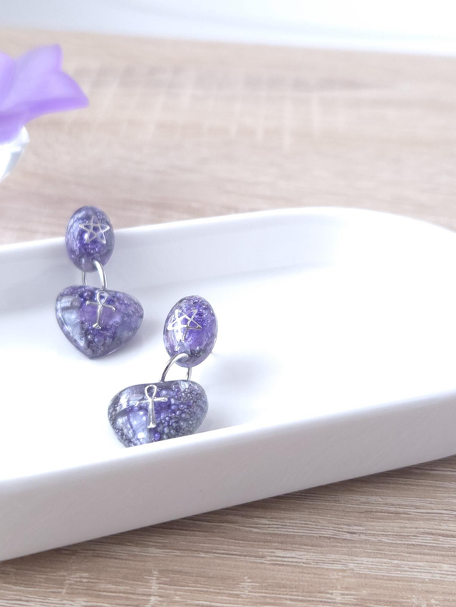 Boucles d'oreilles coeurs Ankh