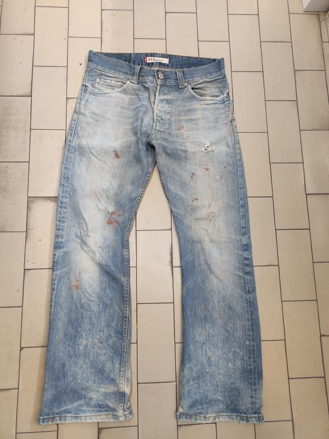 Reworked denim pants with print 