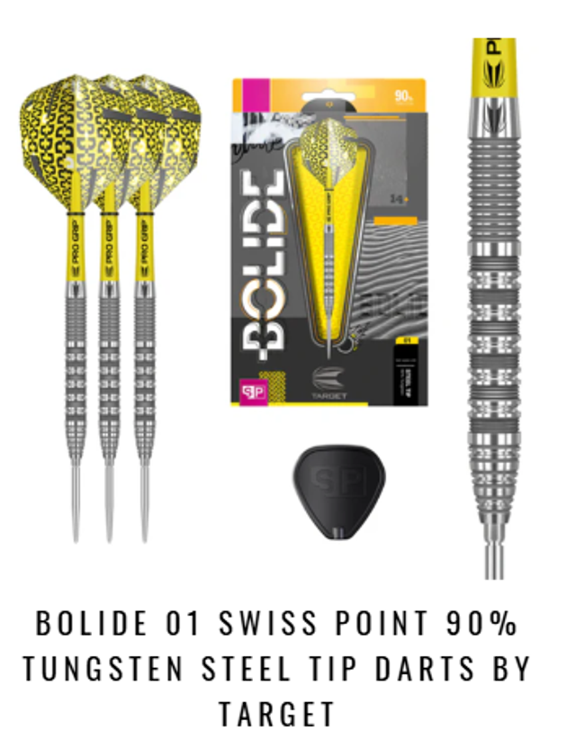 Bolide 01 23g Swiss Point 90% Tungsten Steel Tip Darts by Target
