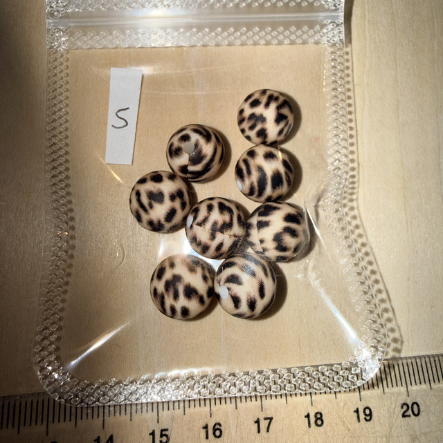 8 Perles 12 mm imprimés modèle 5