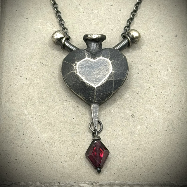 Gothic Garnet Heart necklace