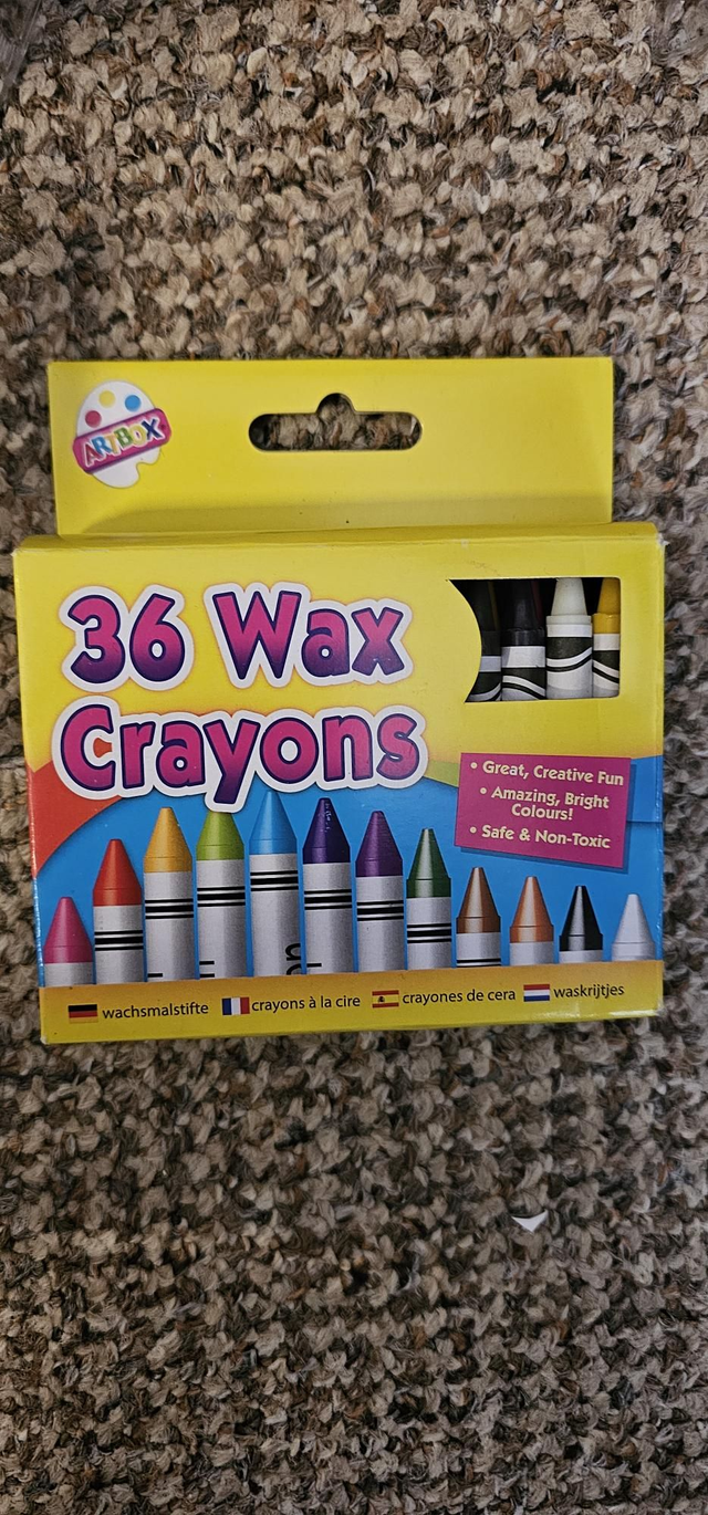 36 wax crayons 