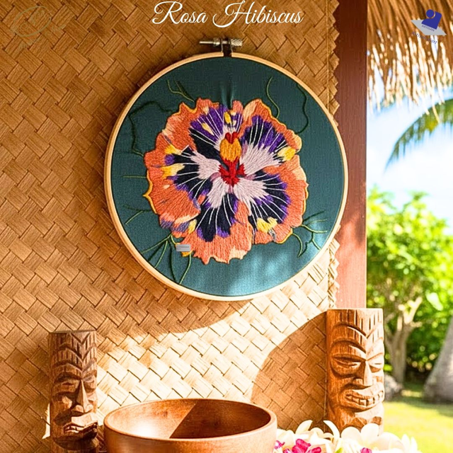 Hibiscus de Polynésie en Peinture à l'Aiguille