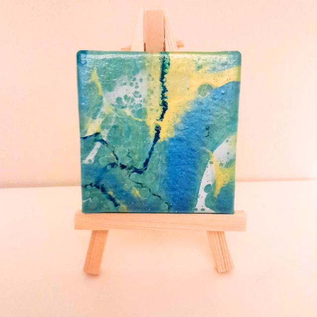 ARC DES PROFONDEURS - Mini tableau - Peinture fluide &amp; Résine UV 