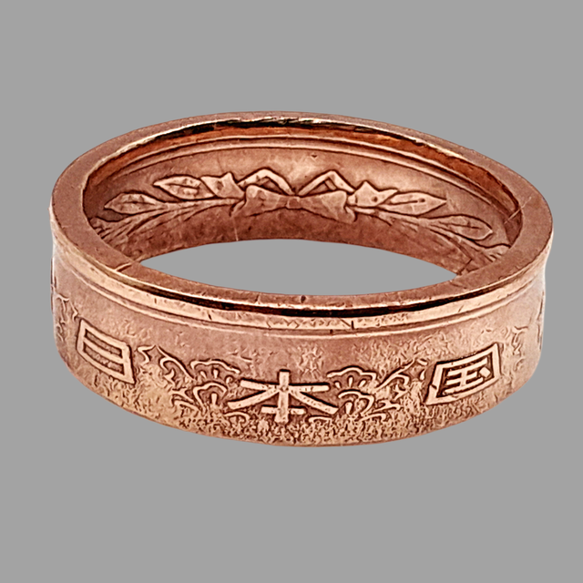 『TEN $RING 金銀 19』 Japanse Coin Ring 10 Sen 1920-1926, Man Japan Ring, Japan