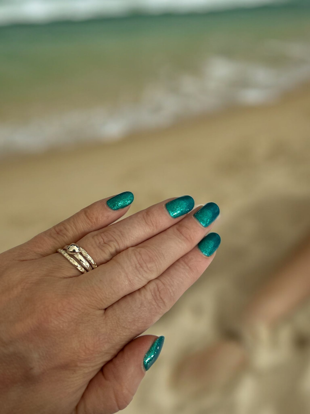 Stacking Rings - 1 nugget ring and 2 thin hammered rings