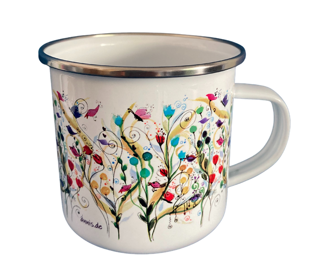 Emailletasse "Blümchenwiese"