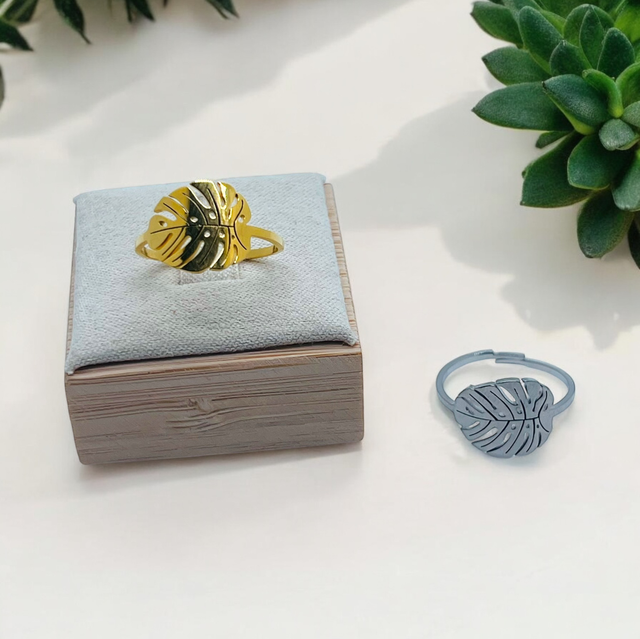 Bague feuille palmier réglable